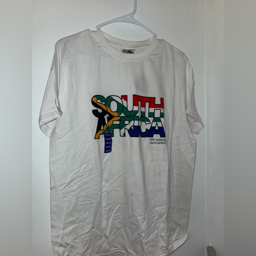 unisex south africa white graphic short sleeve tshirt NWT
